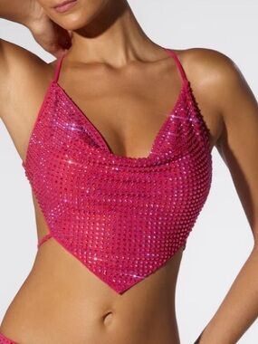 Oh Polly Hot Pink Rhinestone Detail Top (SOLD SEPARATELY!)